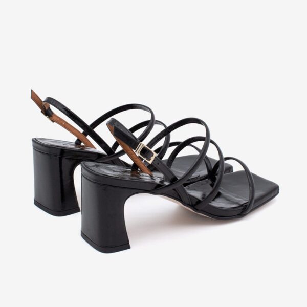 Strappy Sandal with Block Heel in shiny leather