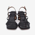Strappy Sandal with Block Heel in shiny leather