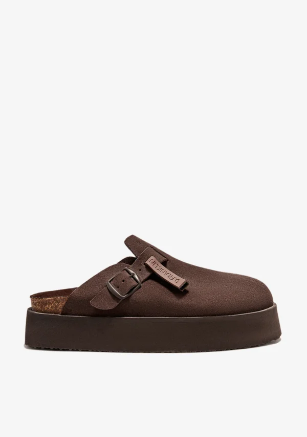 VIBE SANDALS CLOG PLATFORM SUEDE CHOCOLATE