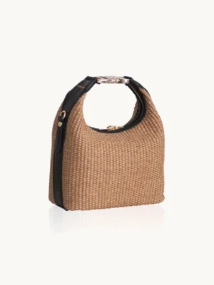 Maggie in Raffia & Black Leather